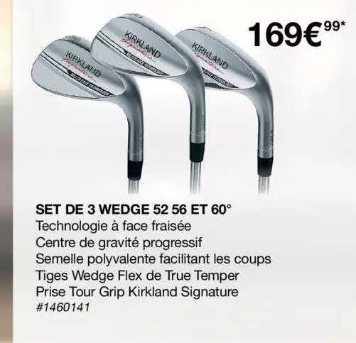 set de 3 wedge 52 56 et 60° kirkland