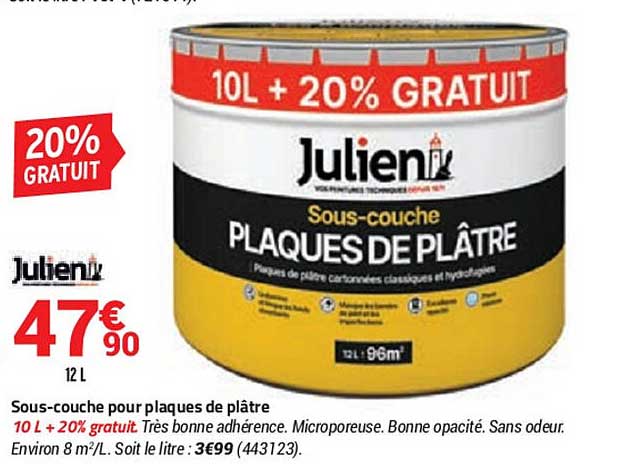 sous-couche pour plaques de plâtre julien
