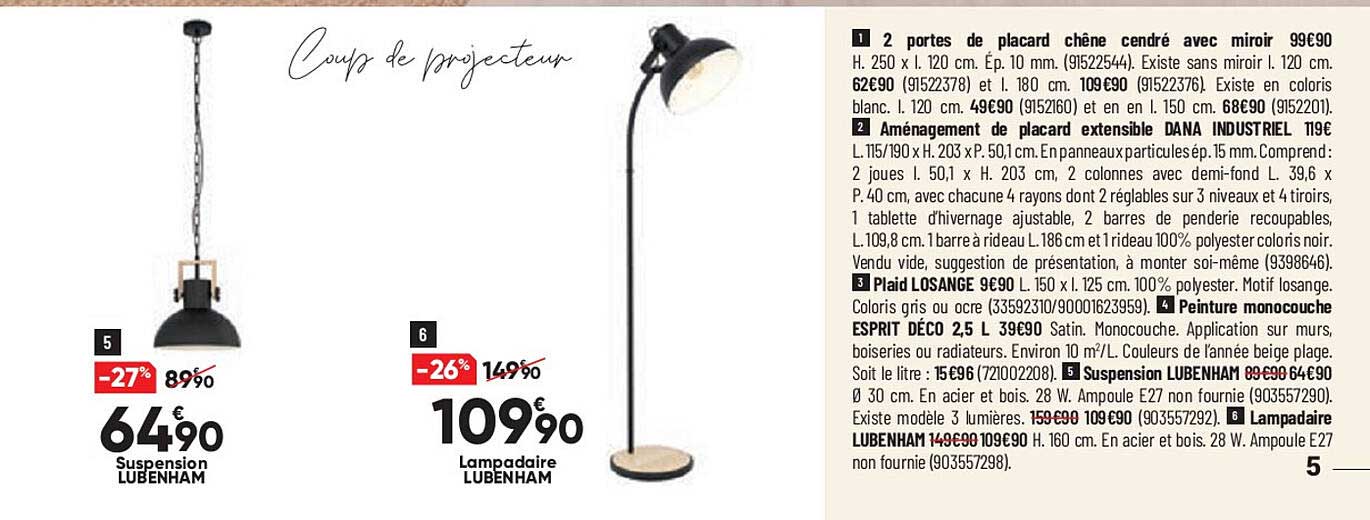 suspension lubenham, lampadaire lubenham