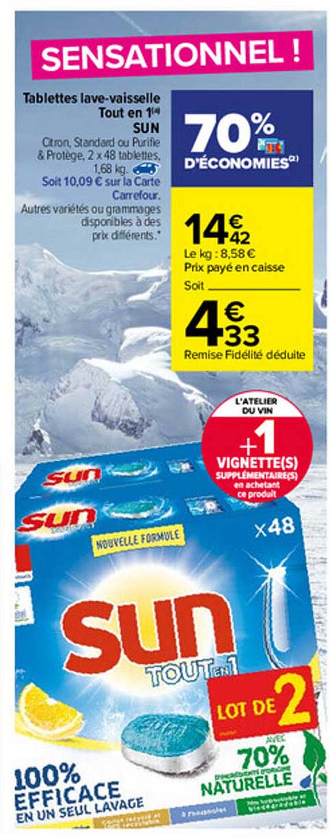 tablettes lave-vaisselle tout en 1 sun