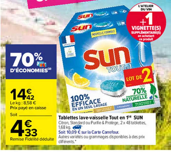 tablettes lave-vaisselle tout en 1 sun