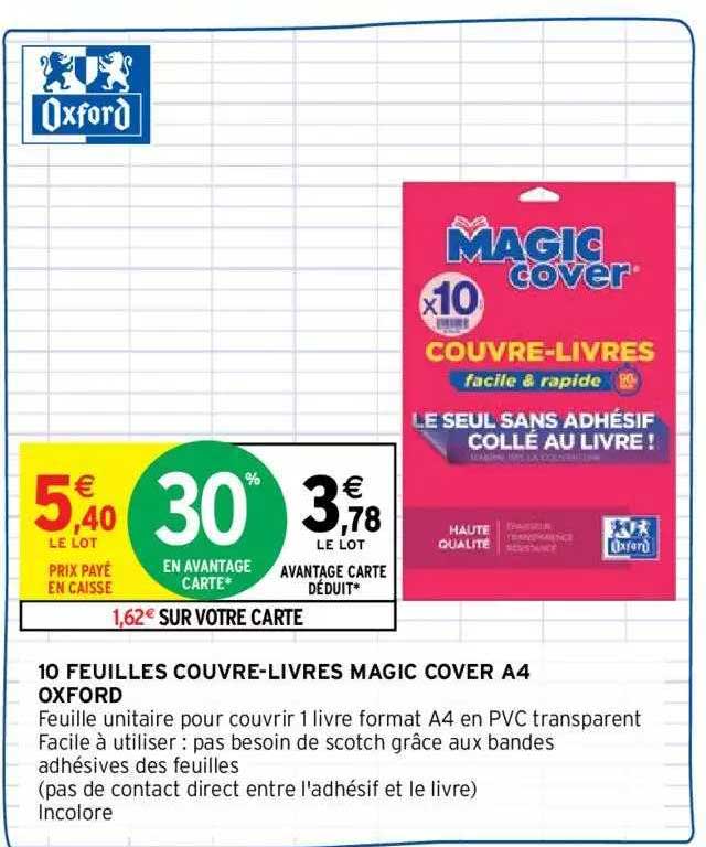 10 feuilles couvre-livres magic cover a4 oxford