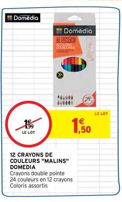 12 crayons couleurs "malins" domedia