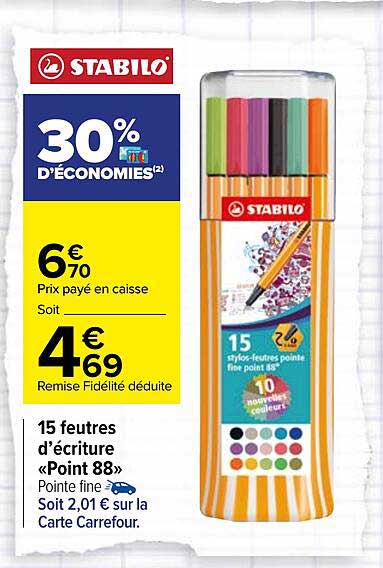 15 Feutres D'écritures «point 88»