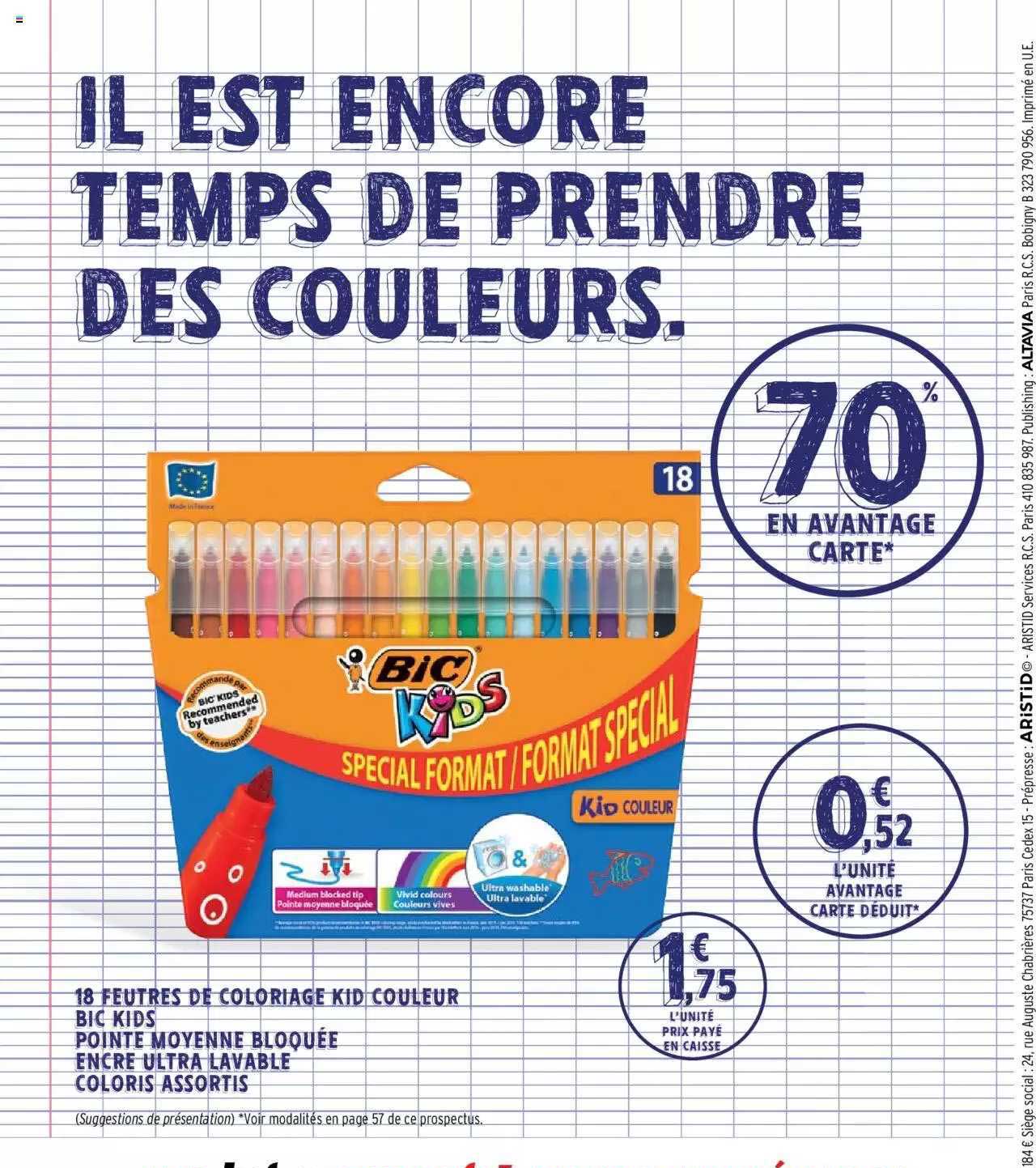 18 feutres de coloriage kid couleur bic kids