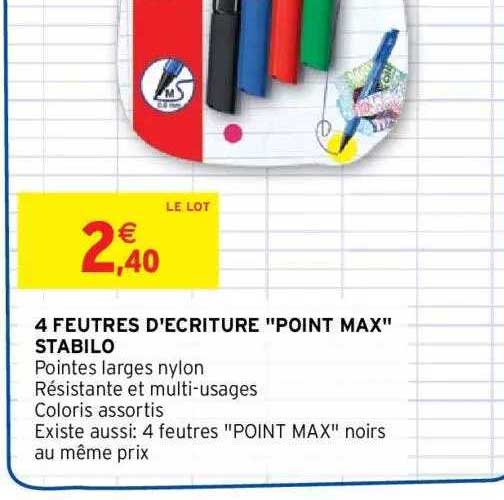 4 feutres d'écriture "point max" stabilo