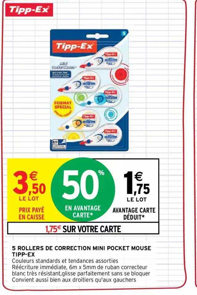 5 rollers de correction mini pocket mouse tipp-ex