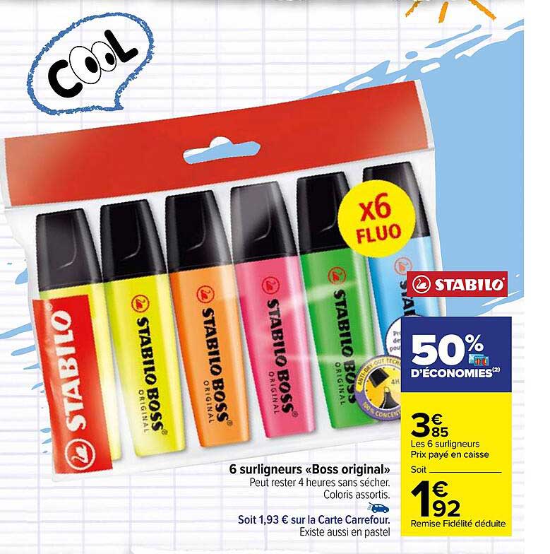6 Surligneurs «boss Original»