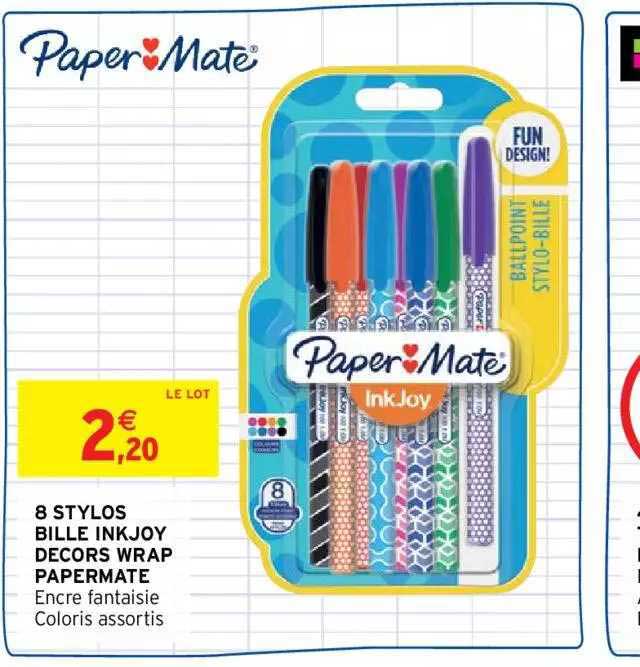 8 stylos bille inkjoy décors wrap papermate