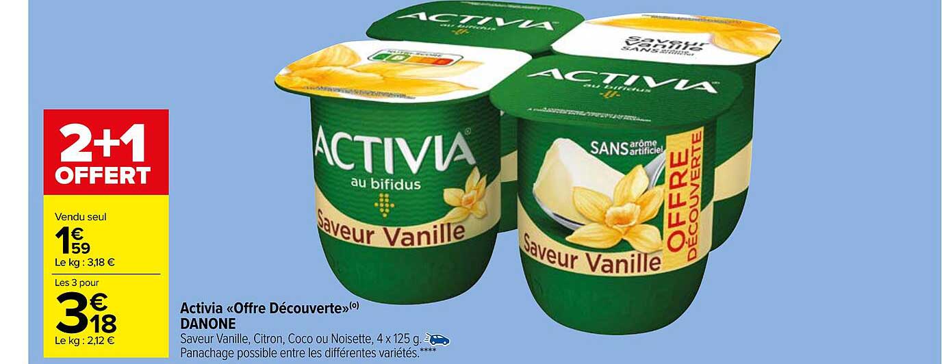 Activia Offre Découverte Danone 2+1 Offert