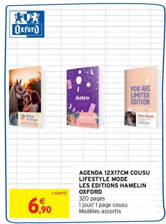 agenda 12 x 17 cm cousu lifestyle le mode les editions hamelin oxford