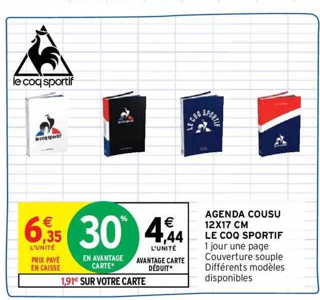 agenda cousu 12 x 17 cm le coq sportif