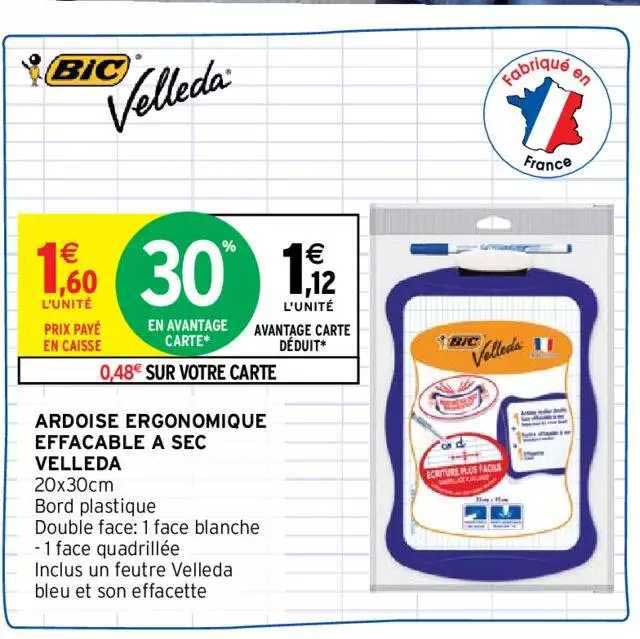 Ardoise Ergonomique Effaçable à Sec Velleda