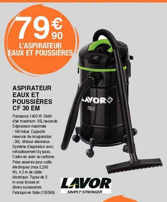 aspirateur eaux et poussières cf 30 em lavor