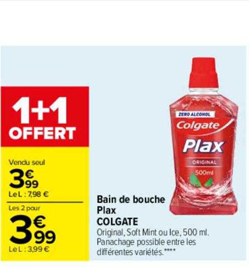 Bain De Bouche Plax Colgate 1+1 Offert