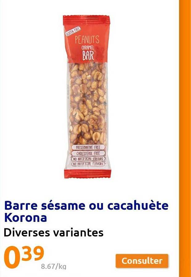 barre sésame ou cacahuète korona