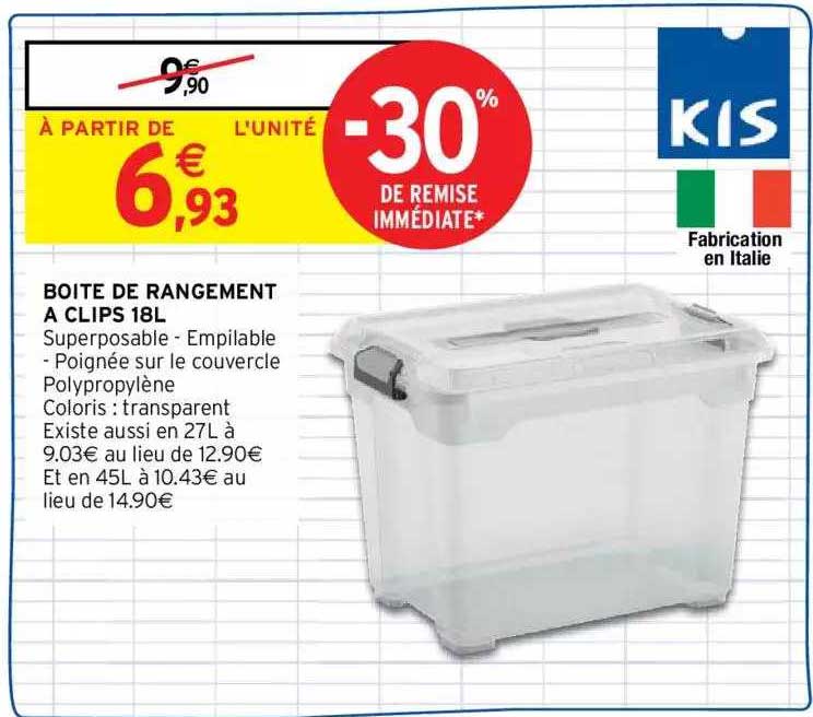 boite de rangement a clips 18l