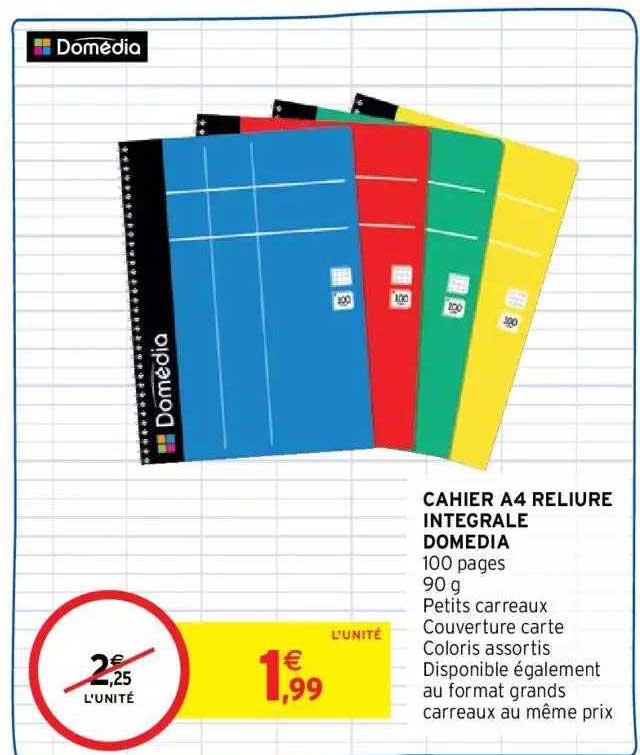 Cahier A4 Reliure Intégrale Domedia