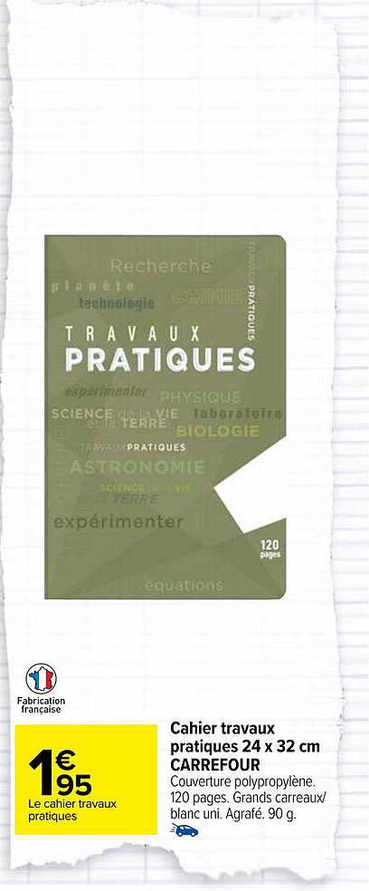 cahier travaux pratiques 24 x 32 cm carrefour