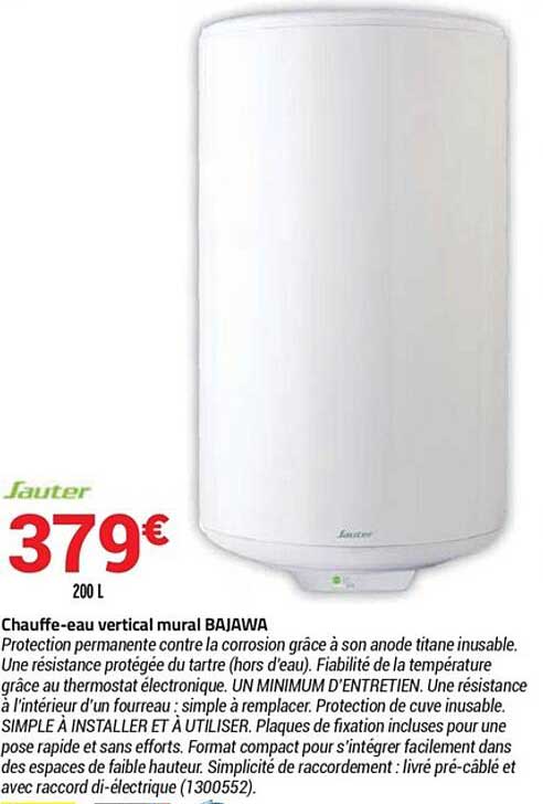 chauffe-eau vertical mural baiawa sauter