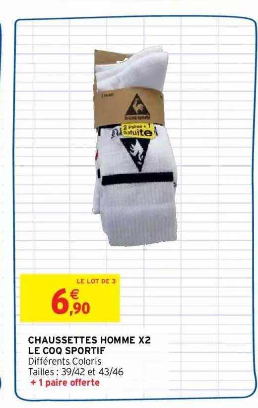 chaussettes homme x2 le coq sportif