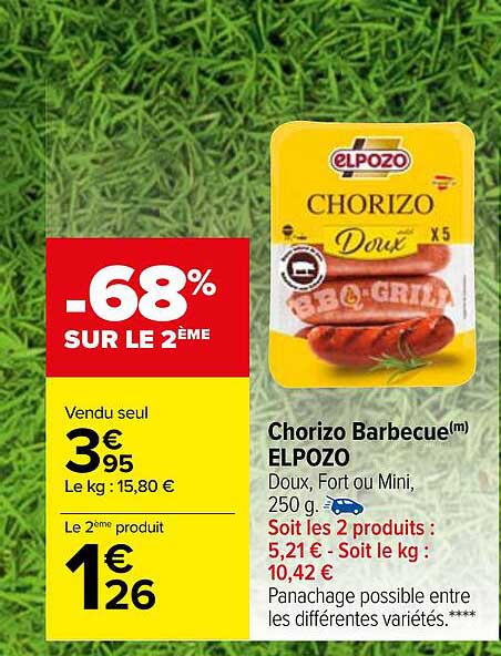 Chorizo Barbecue Elpozo -68% Sur Le 2ème