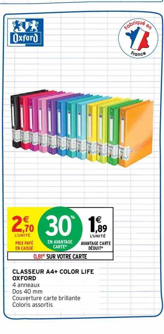 Classeur A4+ Color Life Oxford
