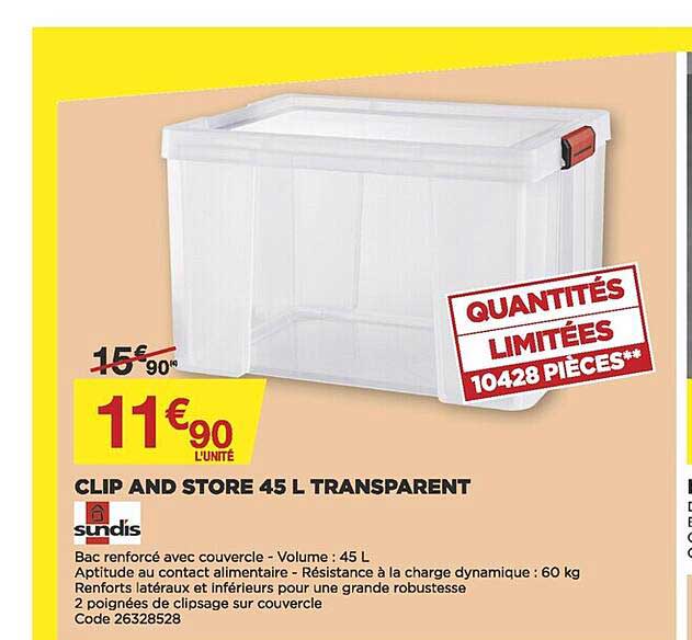 clip and sotre 45 l transparent sundis