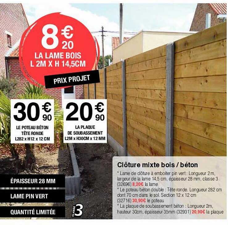 Clôture Mixte Bois Béton