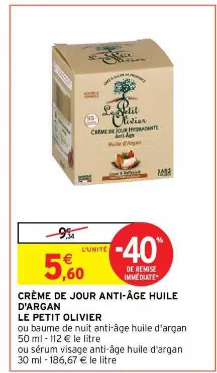 crème de jour anti-âge huile d'argan le petit olivier