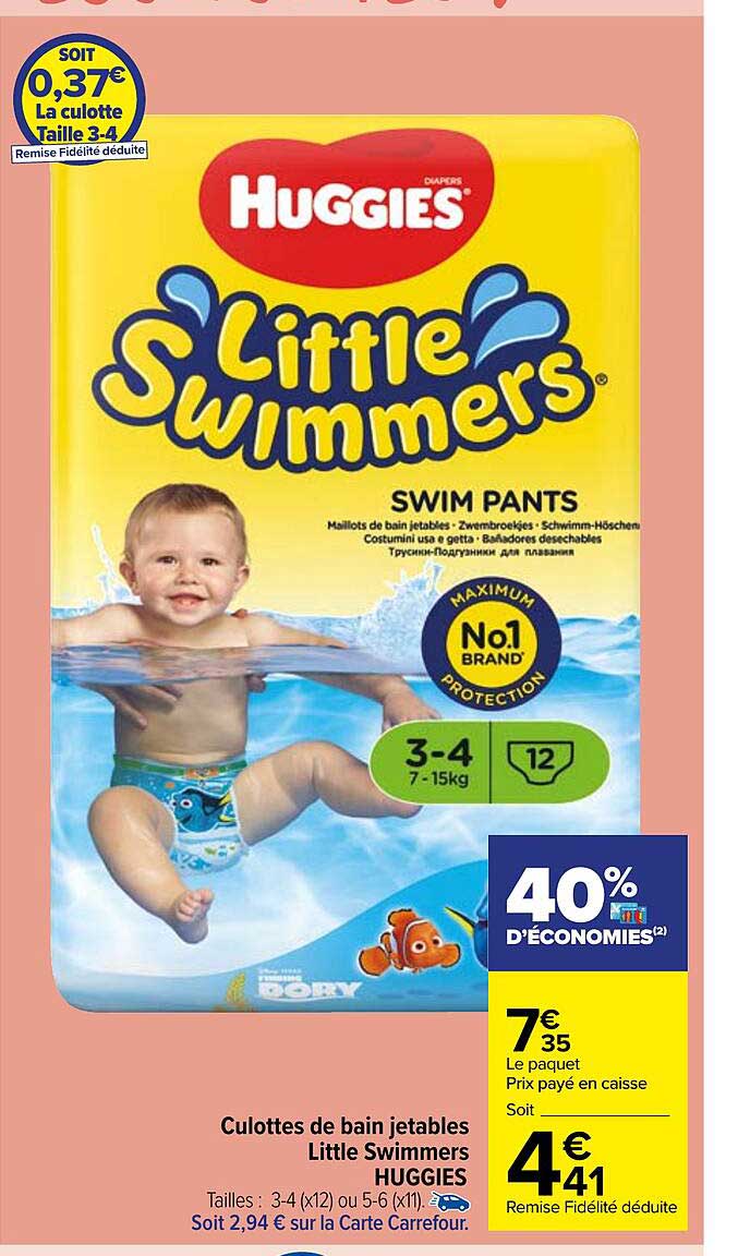 Culottes De Bain Jetables Little Swimmers Huggies