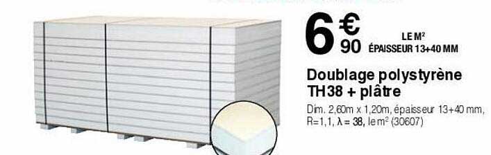 doublage polystyrène th38 + plâtre