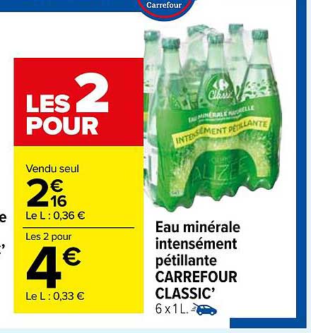eau minérale intensément pétillante carrefour classic