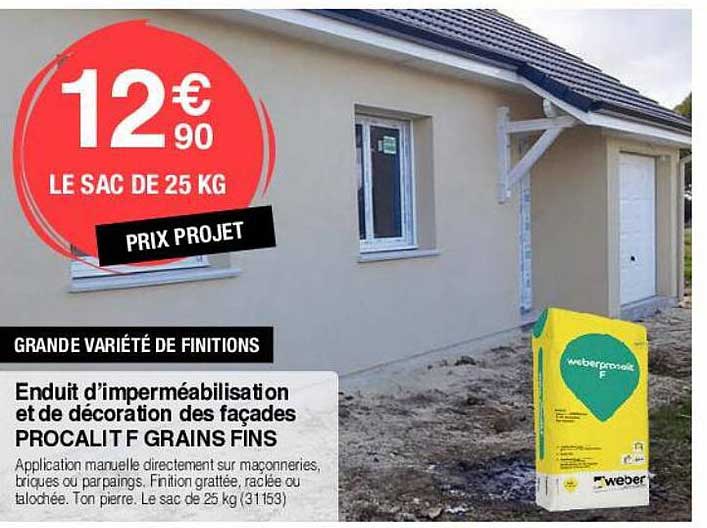 enduit d'imperméabilisation et de décoration des façades procalit f grains fins