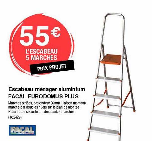 Escabeau Ménager Aluminium Facal Eurodomus Plus