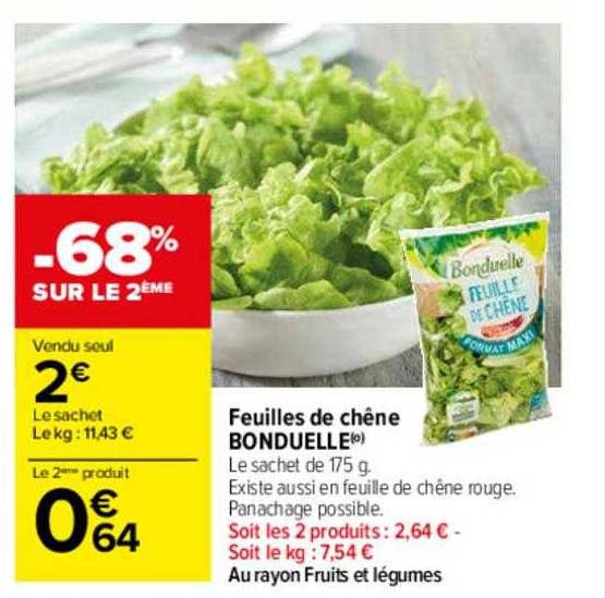 Feuilles De Chêne Bonduelle -68% Sur Le 2ème