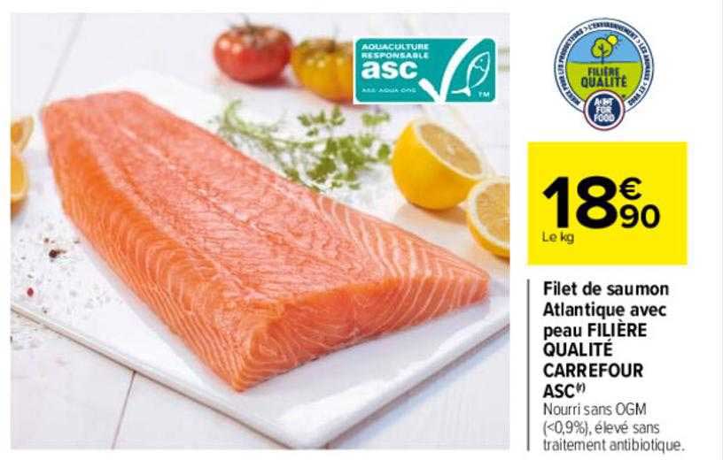 Filet De Saumon Atlantique Averc Peau Filière Qualité Carrefour Asc