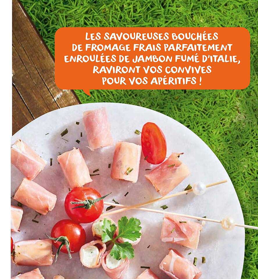 fromage frais, jambon fumé d'italie
