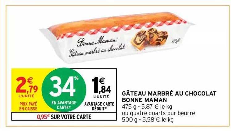 gâteau marbré au chocolat bonne maman