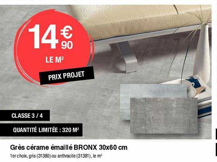 grès cérame émaillé bronx 30x60 cm