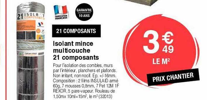 isolant mince multicouche 21 composants