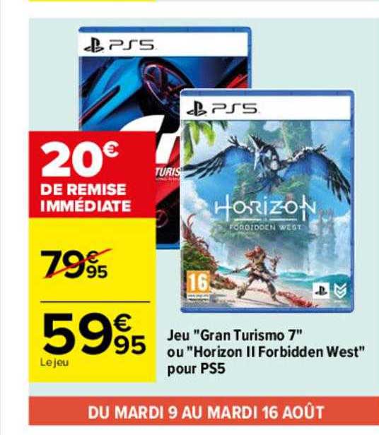 jeu "gran turismo 7" ou "horizon II forbidden west" pour ps5