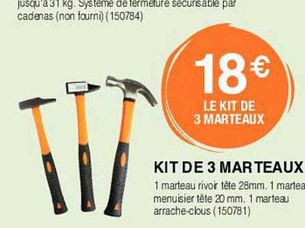 kit de 3 marteaux