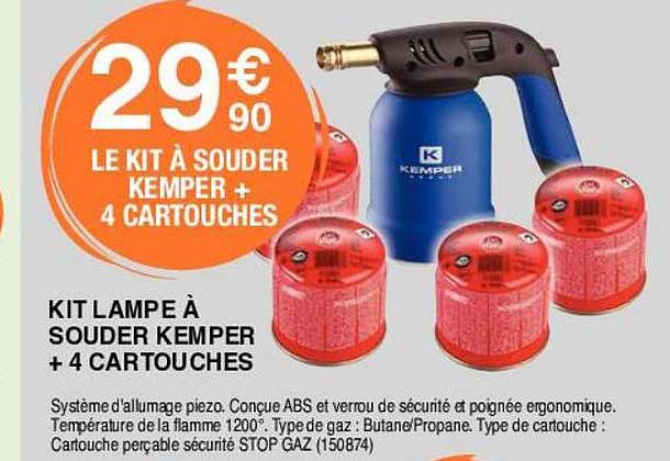 kit lampe à souder kemper + 4 cartouches