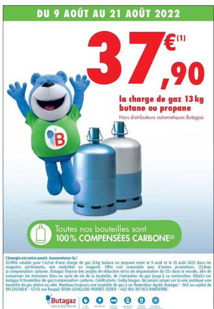 la charge de gaz 13 kg butane ou propane