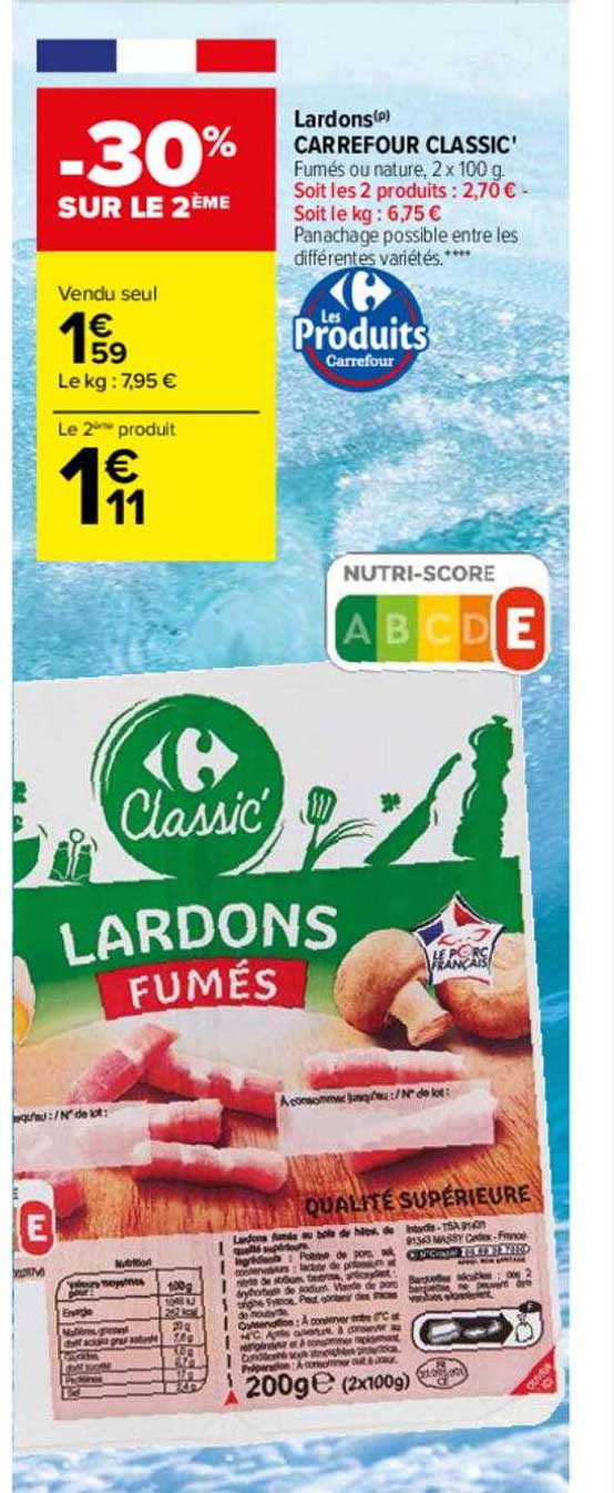 Lardons Carrefour Classic -30% Sur Le 2ème