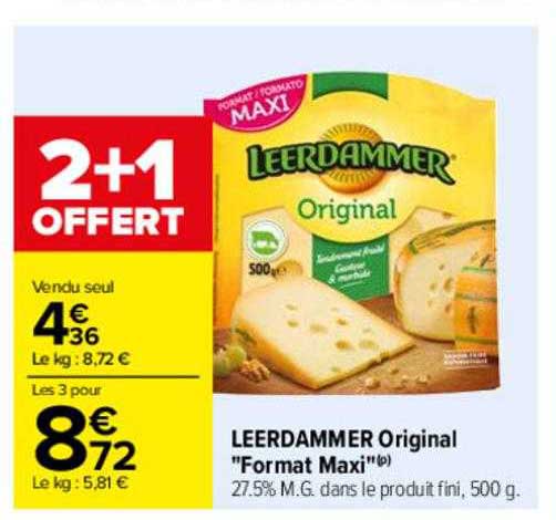 leerdammer original "format maxi" 2+1 offert