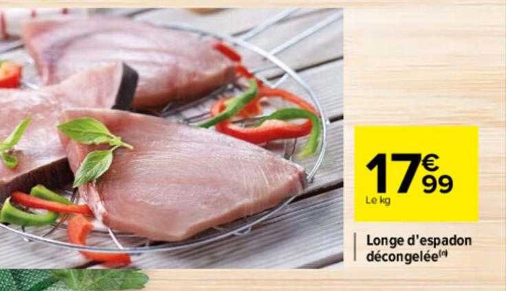 longe d'espadon décongelée