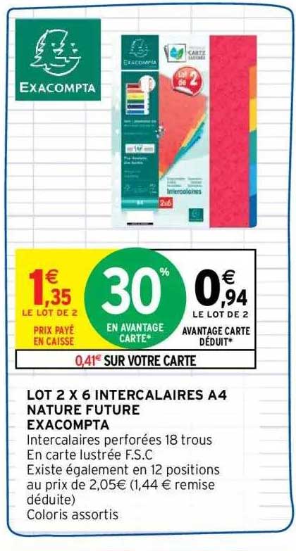 lot 2 x 6 intercalaires a4 nature future exacompta