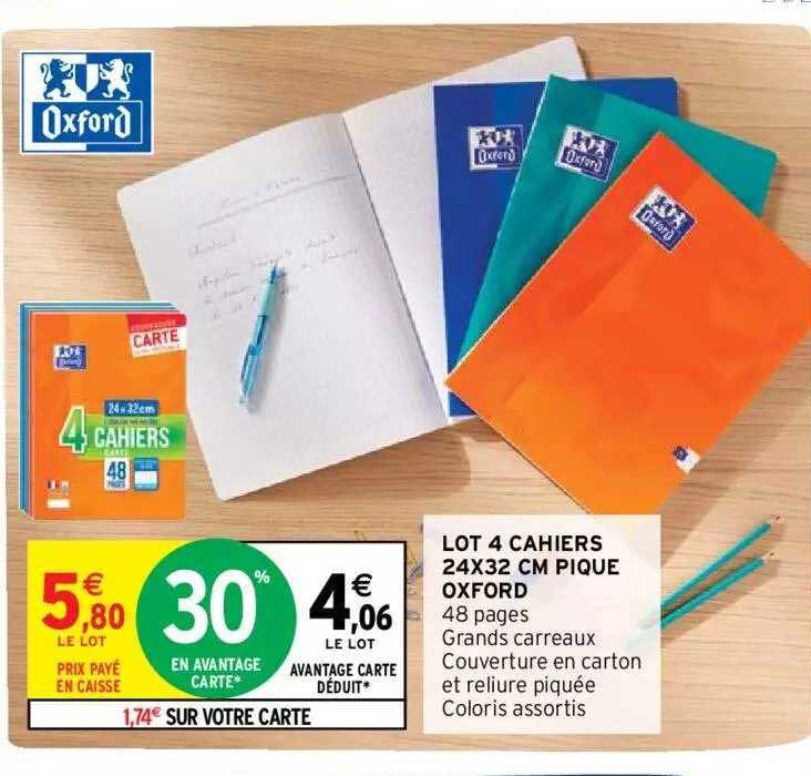 Lot 4 Cahiers 24 X 32 Xm Pique Oxford